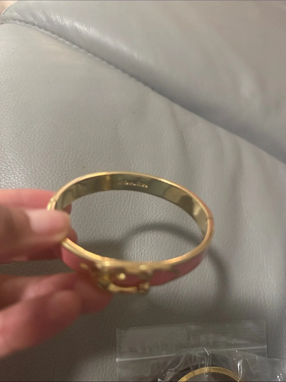 Coach Pink Leather Bracelet with Gold 'C' Accent